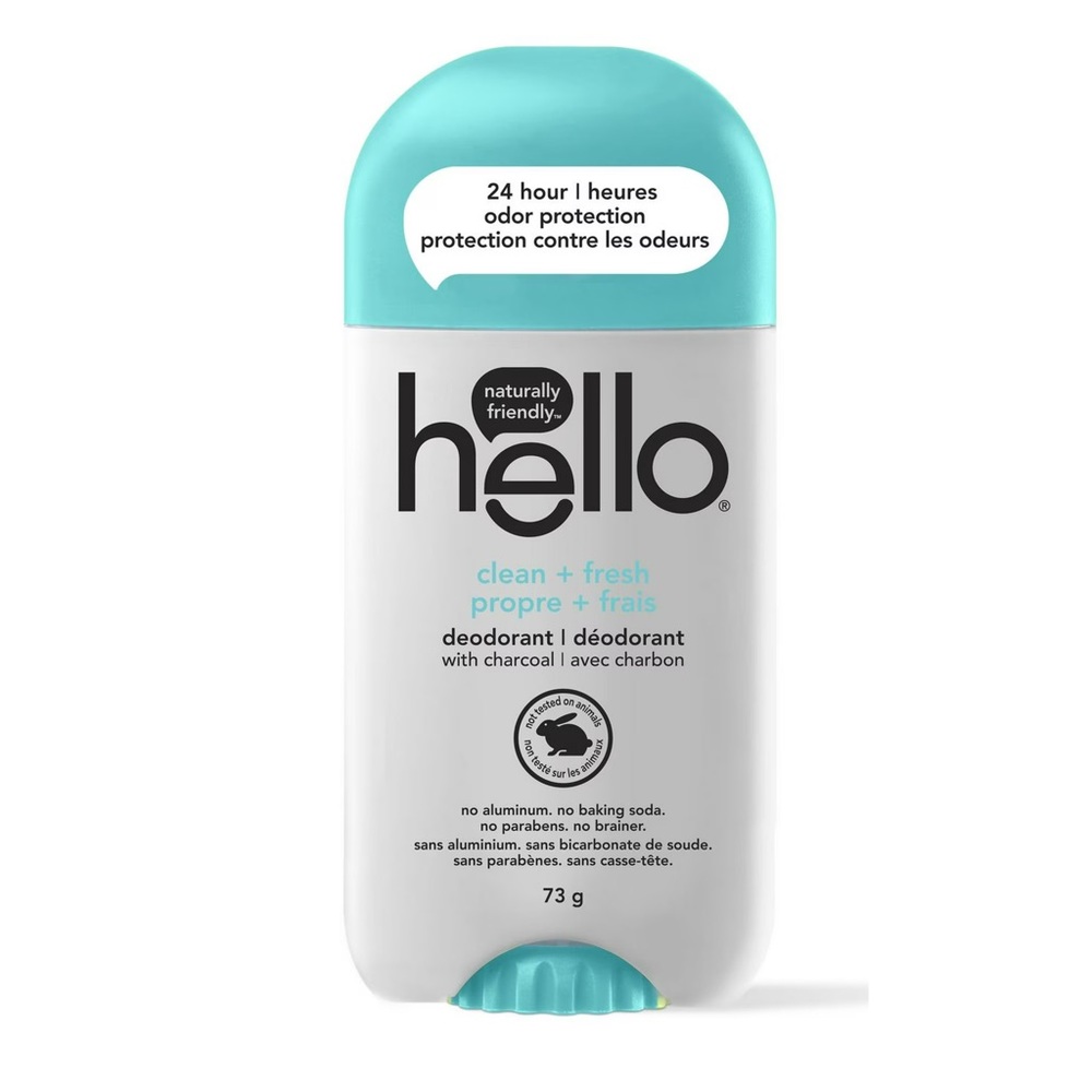 Hello Clean+Fresh Natural Deodorant with Charcoal, Aluminum & Parabens Free 73g